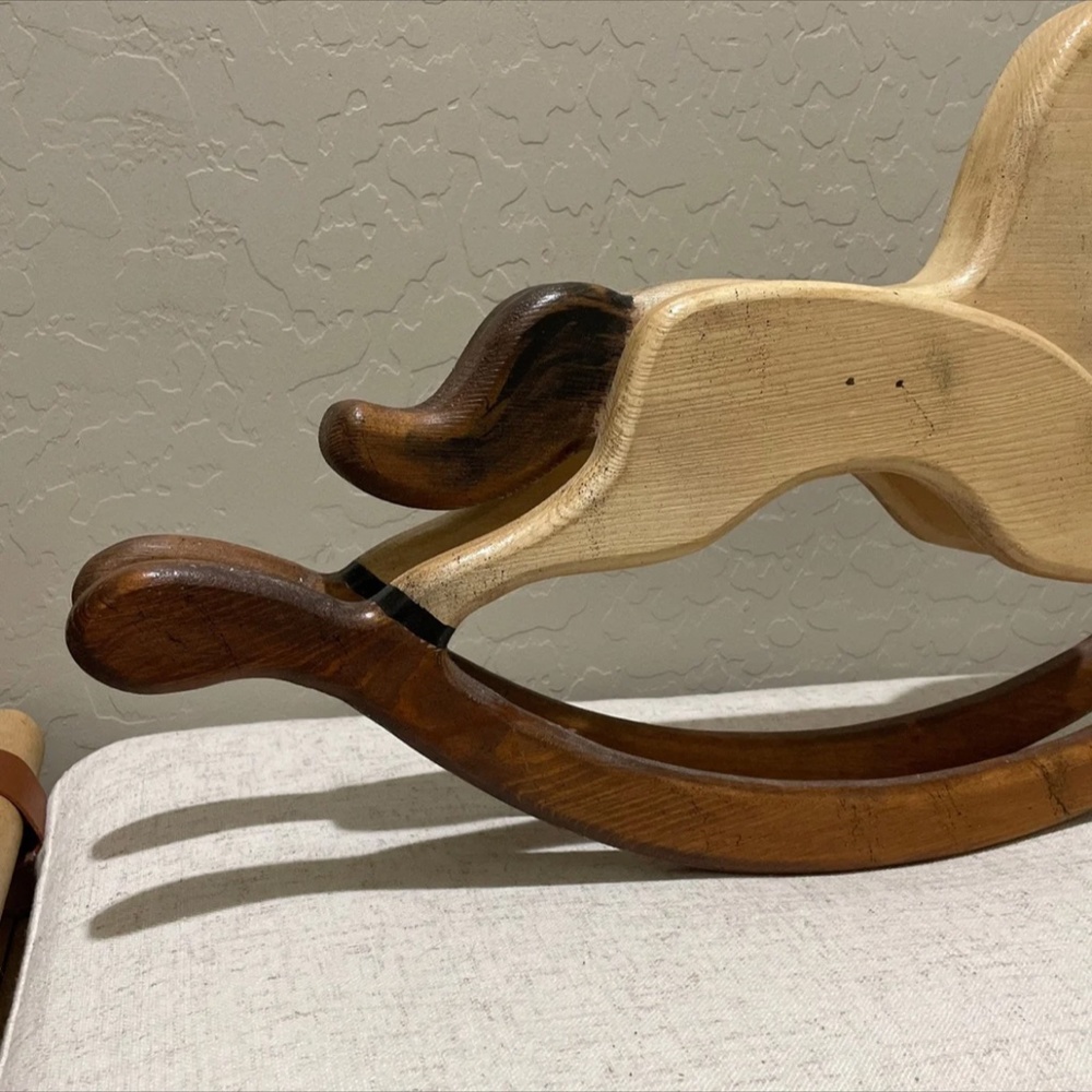Boho Vintage Small Wooden Rocking Horse - Picture 4 of 8